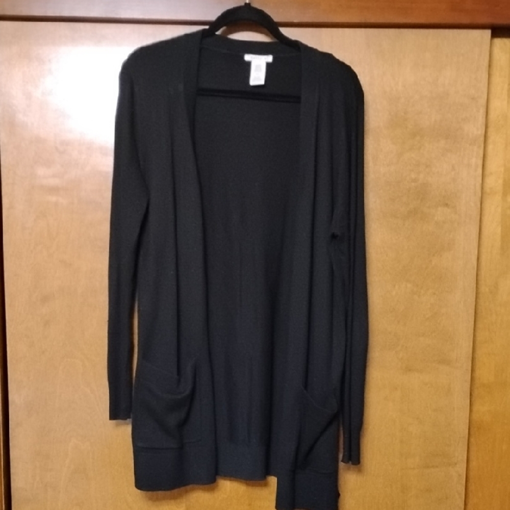 Matty M Black Open Front Cardigan